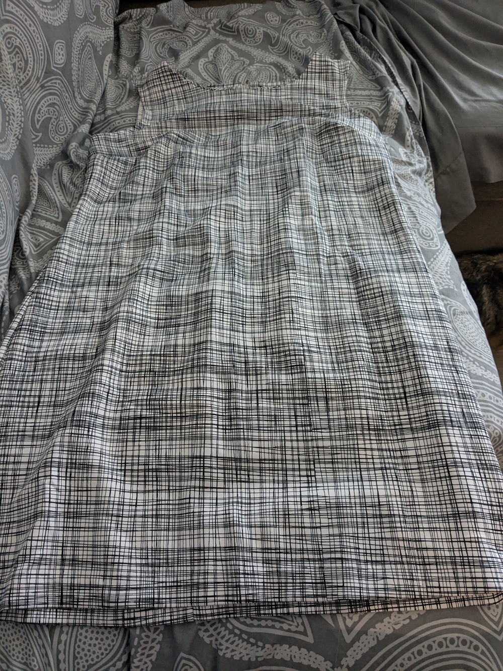 Worthington Plaid Mini Dress in White & Black Size Large